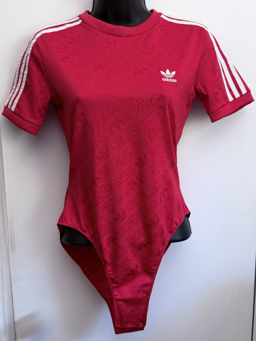 Adidas Originals Monogram Jacquard Trefoil Bodysuit Red ED7506
